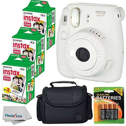 Fujifilm Instax Mini 8+ (Vanilla)Instant Film Camera W/ Self Shot Mirror +  Fujifilm Instax Mini 3 Pack Instant Film(60 Shoots) + Case + Batteries Top 
