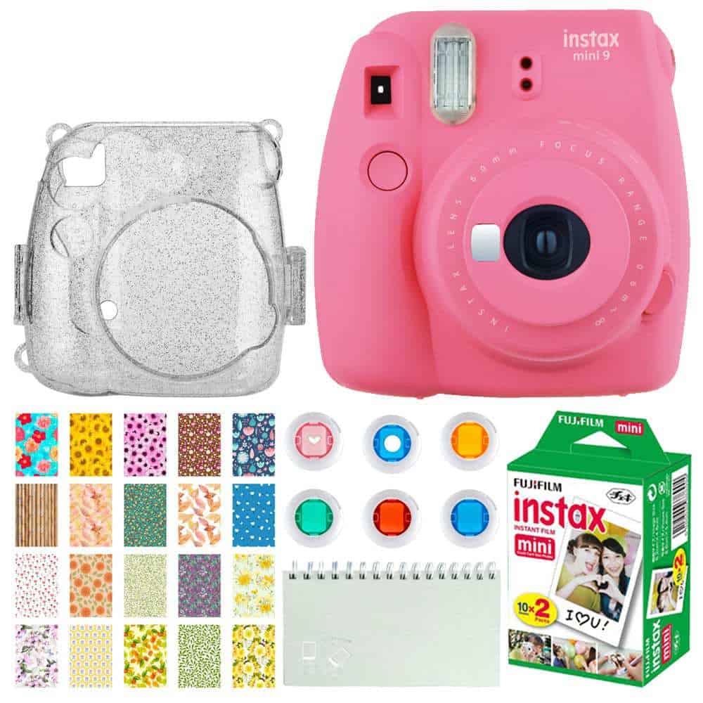 Systematisch sextant Farmacologie Photo4Less | Fujifilm Instax Mini 9 Instant Camera (Flamingo Pink) + Fujifilm  Instax Mini Twin Pack Instant Film (20 Exposures) + Glitter Hard Case +  Colored Filters + Album (White) + Sticker Frames Nature Package