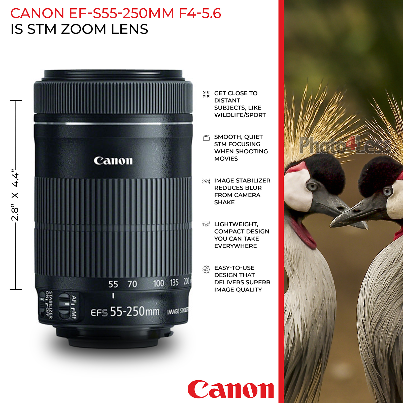 Photo4less New Canon Ef S 55 250mm F4 5 6 Is Stm Lens 2 Lenses Case Uv 32gb Full Kit