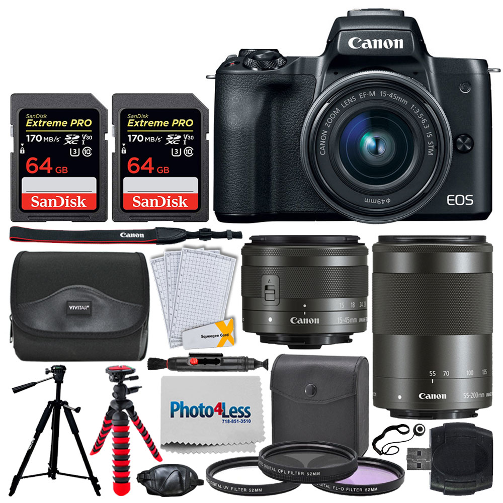 Canon Eos M50 Mirrorless Camera Bk 15 45mm 55 0mm Lens Kit