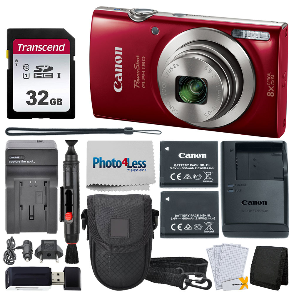 Canon PowerShot ELPH 180 Digital Camera Red 