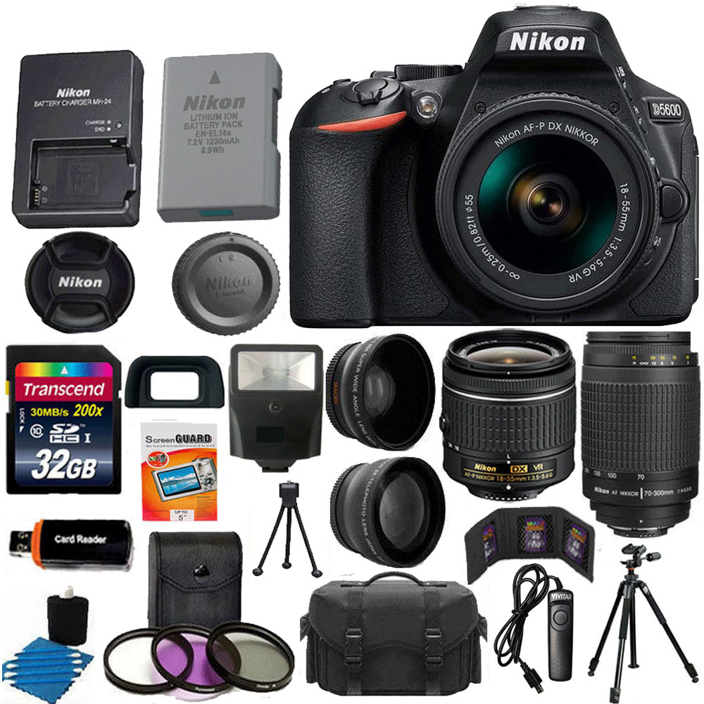  Nikon D5600 24.2MP DSLR Camera with 18-55mm VR and 70