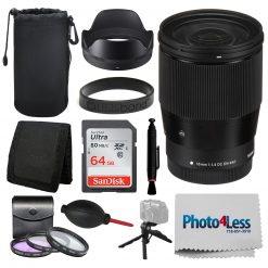 Sigma 16mm f/1.4 DC DN Contemporary Lens for Micro Four Thirds Kit + Accessories
