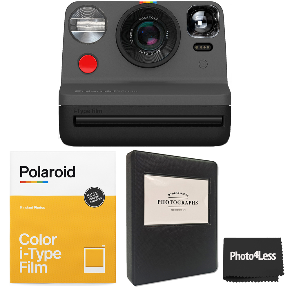 Photo4Less | Polaroid NOW i-Type Camera - Black + Polaroid Color i