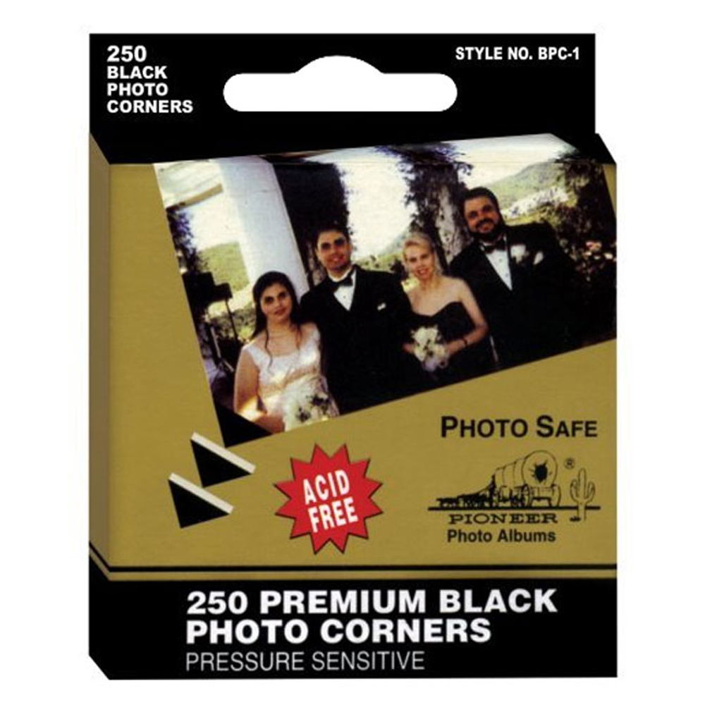 Pioneer Photo Corners Self Adhesive, 250/Pkg, Black