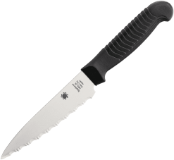 Spyderco Paring Knife 4.5" with Lightweight Black Handle - Serrated Edge - K05SBK