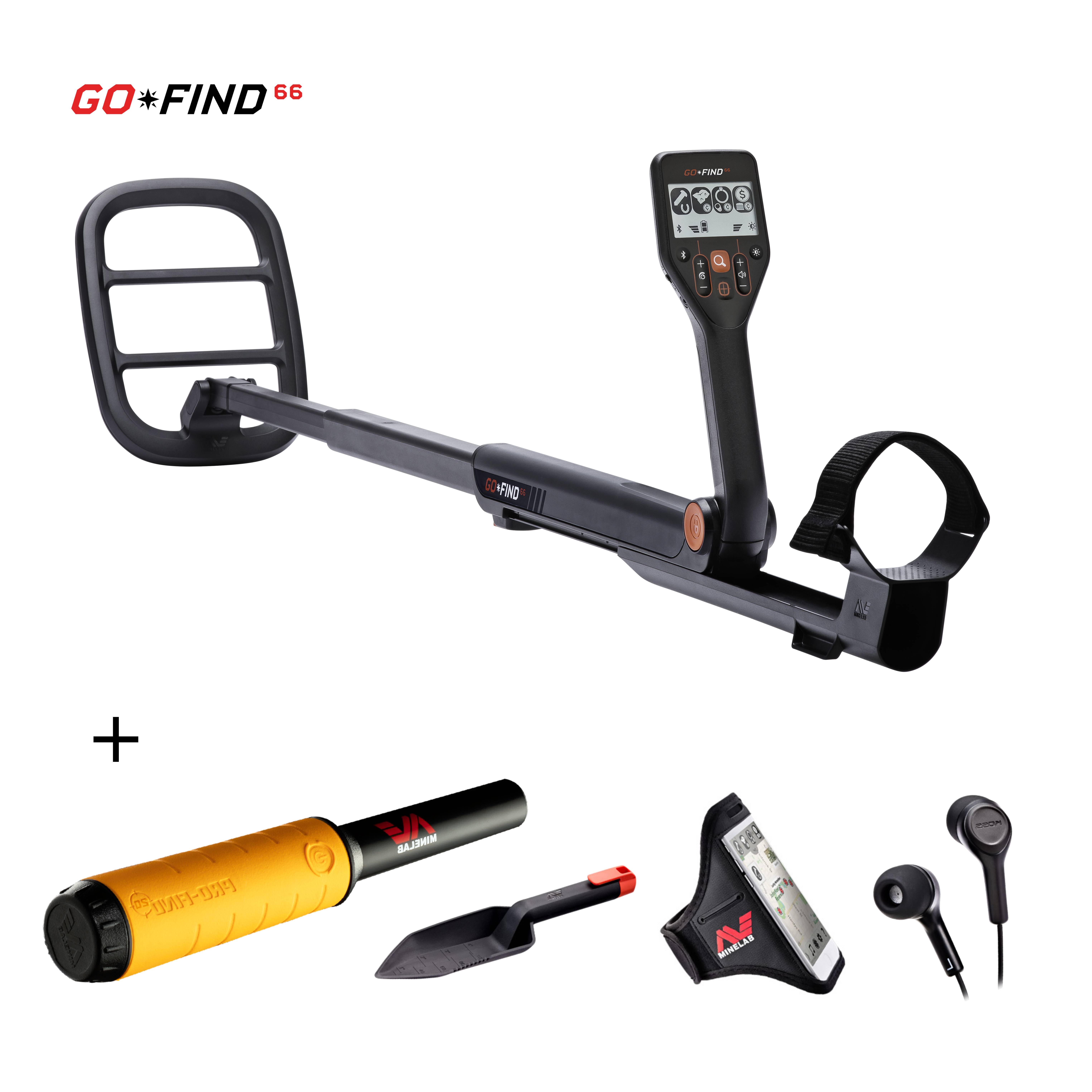 Minelab GO-FIND 66 Compact and Ultra-Lightweight Metal Detector with 10-inch Waterproof Coil PRO-FIND 20 Precision Pinpointer 