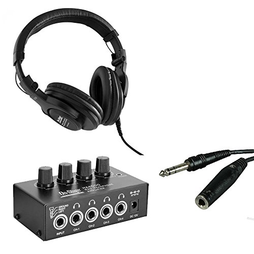 On Stage Stands WH4500 Pro Studio Headphones + On-Stage Stands HA4000 Pro Headphone Amplifier + Hosa 1/4 inch TRS Extension Cable – Ultimate Studio Accessory Bundle