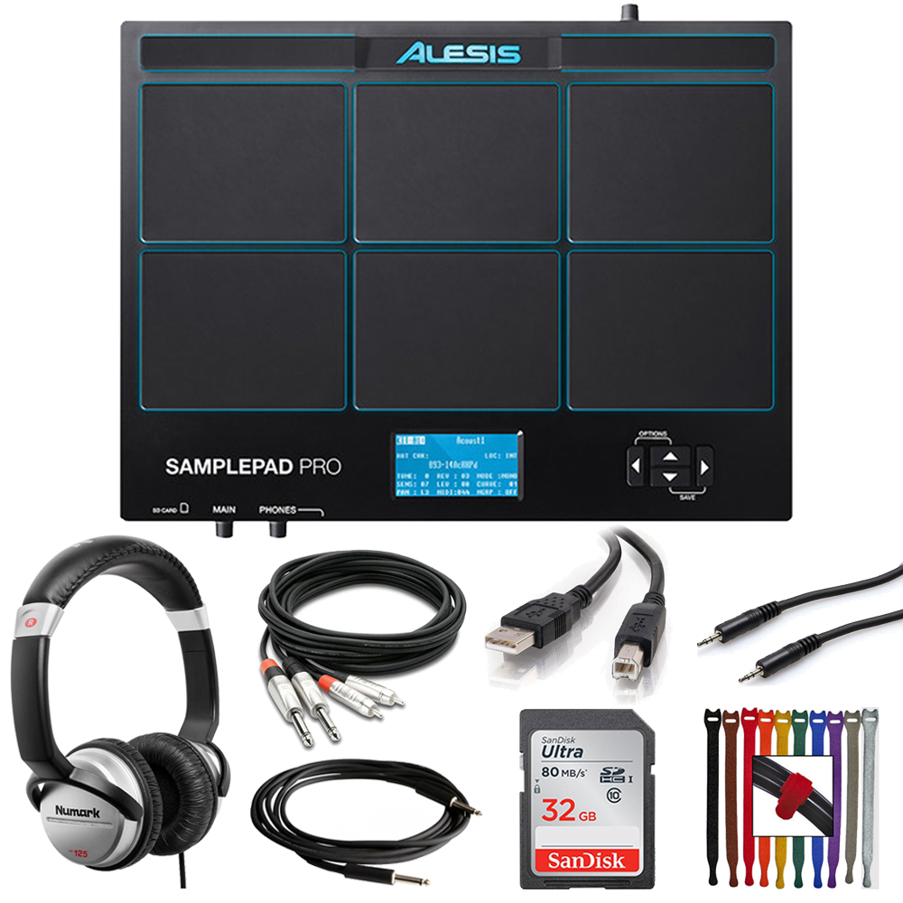 USB Cable Compact 4-Pad Electronic Drum Kit Includes SanDisk 32 GB Memory Card Alesis SamplePad 4 with Bundle Accessory Kit 1/4-Inch Cable 