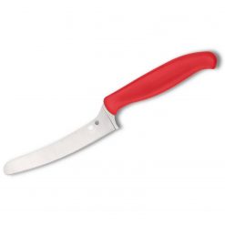 Spyderco Z-Cut Kitchen Knife with Blunt Tip Blade and Lightweight Red Handle - Plain Edge - K13PRD