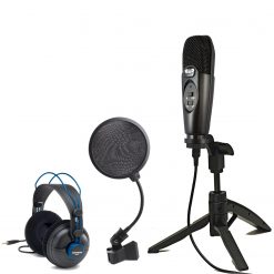CAD Audio U37 USB Studio Condenser Vocal,Instrument & Recording Microphone With CAD Audio 6 Pop Filter on Gooseneck + CAD Audio MH110 Studio Monitor Headphones