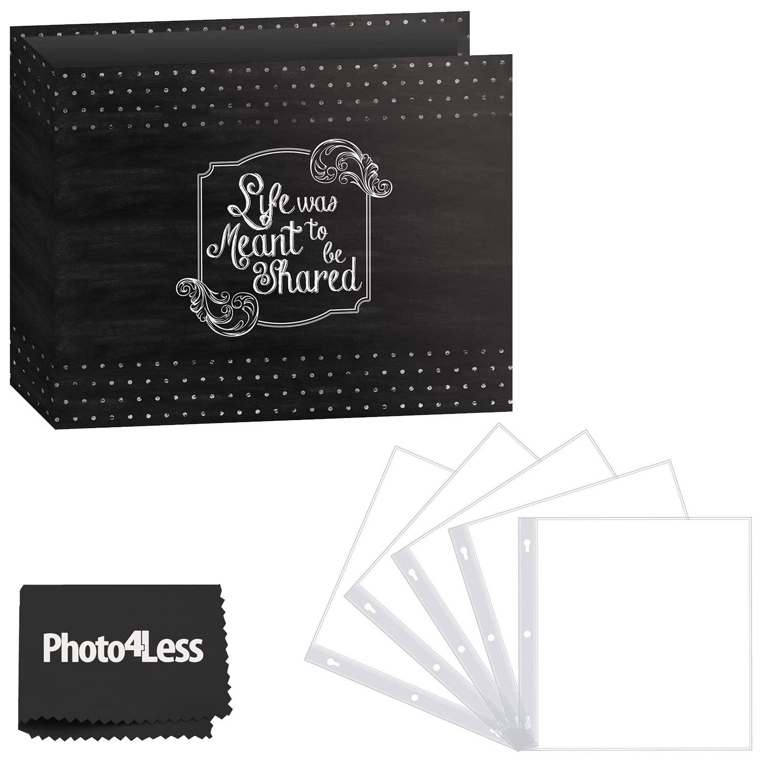Pioneer Photo Album 12X12 3-Ring Binder Scrapbook 3-Ring Binder Printed  Chalkboard Design Shared + Refill Pages + Cloth