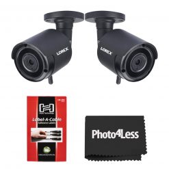 2 Lorex HD 1080p Outdoor Wireless Security Camera+  Hosa Label A Cable Kit 60 Peel Off Labels+ 5 8" Black UV Resistant Zip ties
