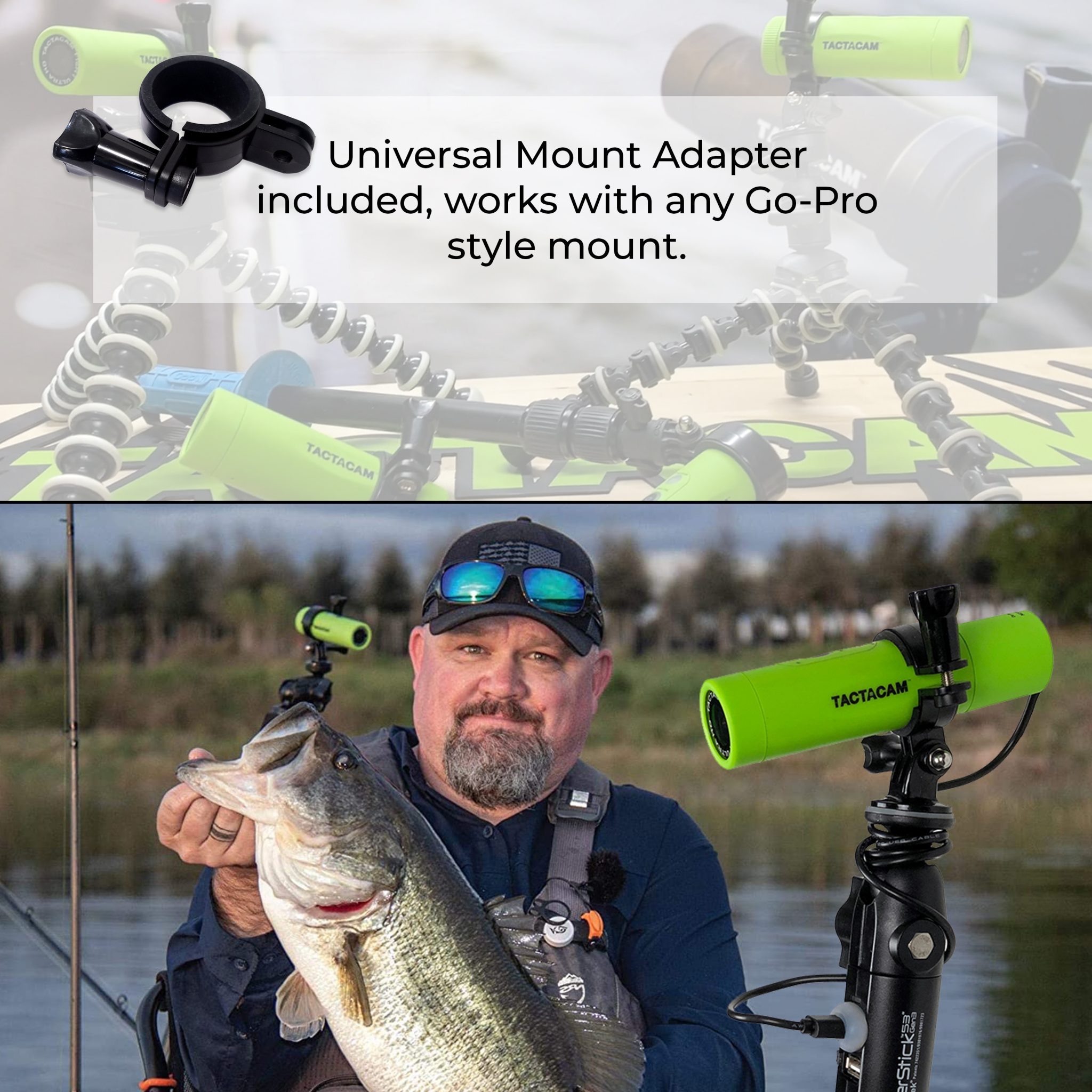 TACTACAM FISH-i Action Camera Universal Mount & 64GB SD Card Head Mount 