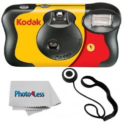 Kodak Fun Saver Single Use Camera / 27 Exp Roll + Lens Cap Holder + Cloth