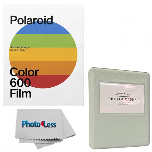 Polaroid Color Film for 600 – Round Frame 8 Frames + Grey Album Holds 32 Photos