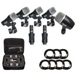 CAD Audio Stage7 Premium 7-Piece Drum Instrument Mic Pack with Vinyl Carrying Case + 7 On Stage Microphones Cables, 20 Feet