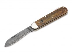 Boker Manufaktur Solingen Hunters Knife Mono Damascus Pocket Knife - Curly Birch Brown, Individually Numbered