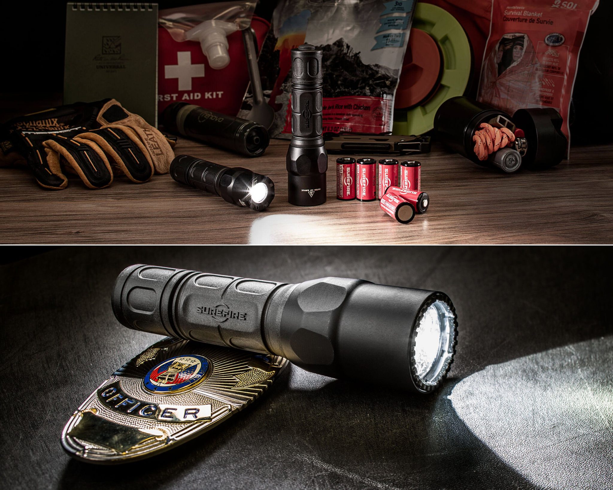 Photo4Less SureFire G2X Law Enforcement Edition Dual-Output LED  Flashlight 600 Lumens Additional SureFire Batteries and Lens Cleaning  Kit