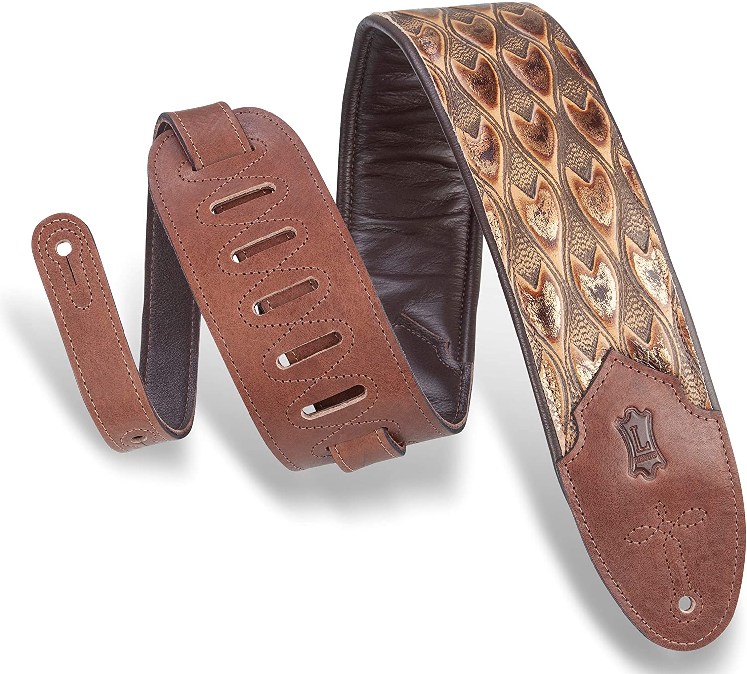 Photo4Less | Levy's Leathers 3″ Wide Embossed Leather Guitar Strap