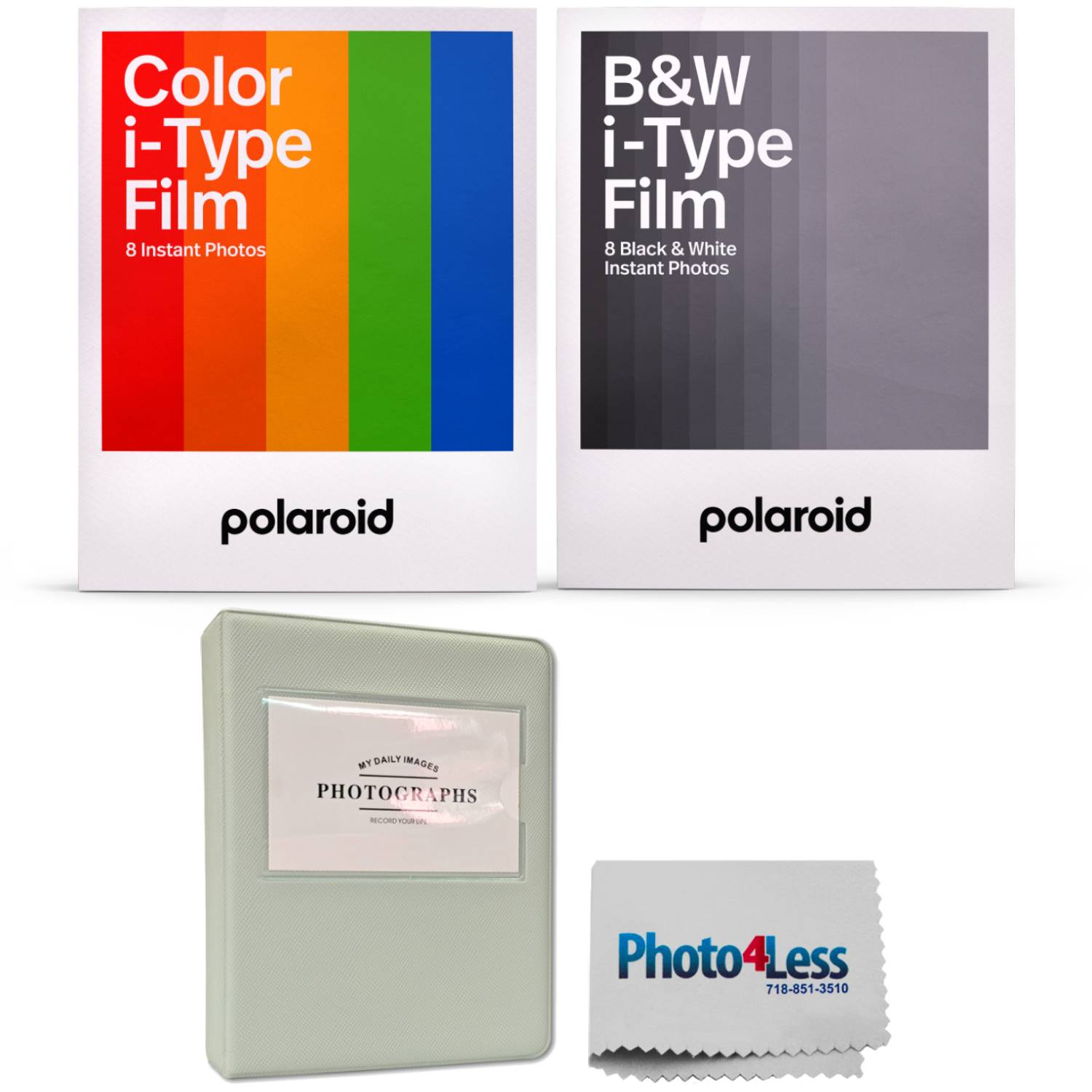 Photo4Less  Polaroid Color Film for i-Type (8 Sheets) + Black & White (8  Sheets) + Album
